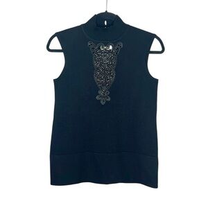 Karen Millen Embellished Lace Mock Neck Sleeveless Tank Top size XS